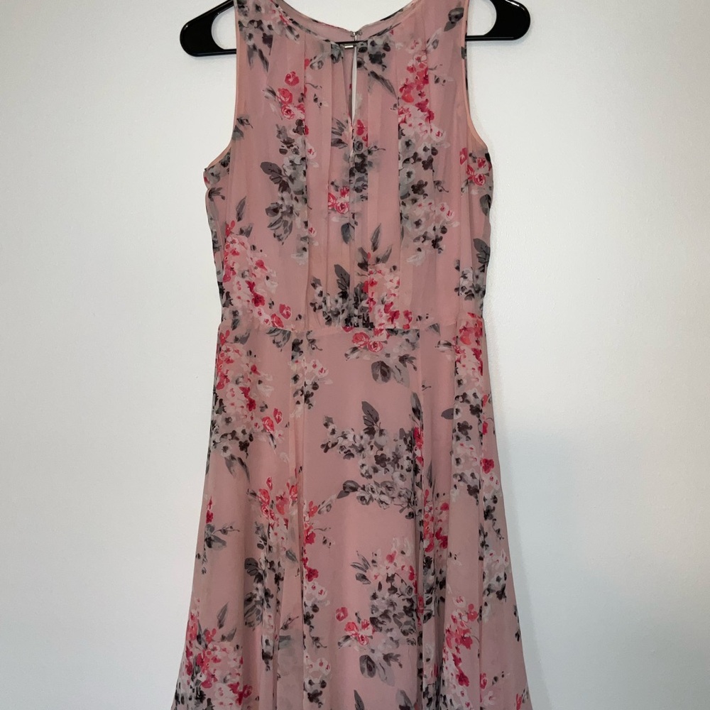 White House Black Market Pink Floral Midi Dress